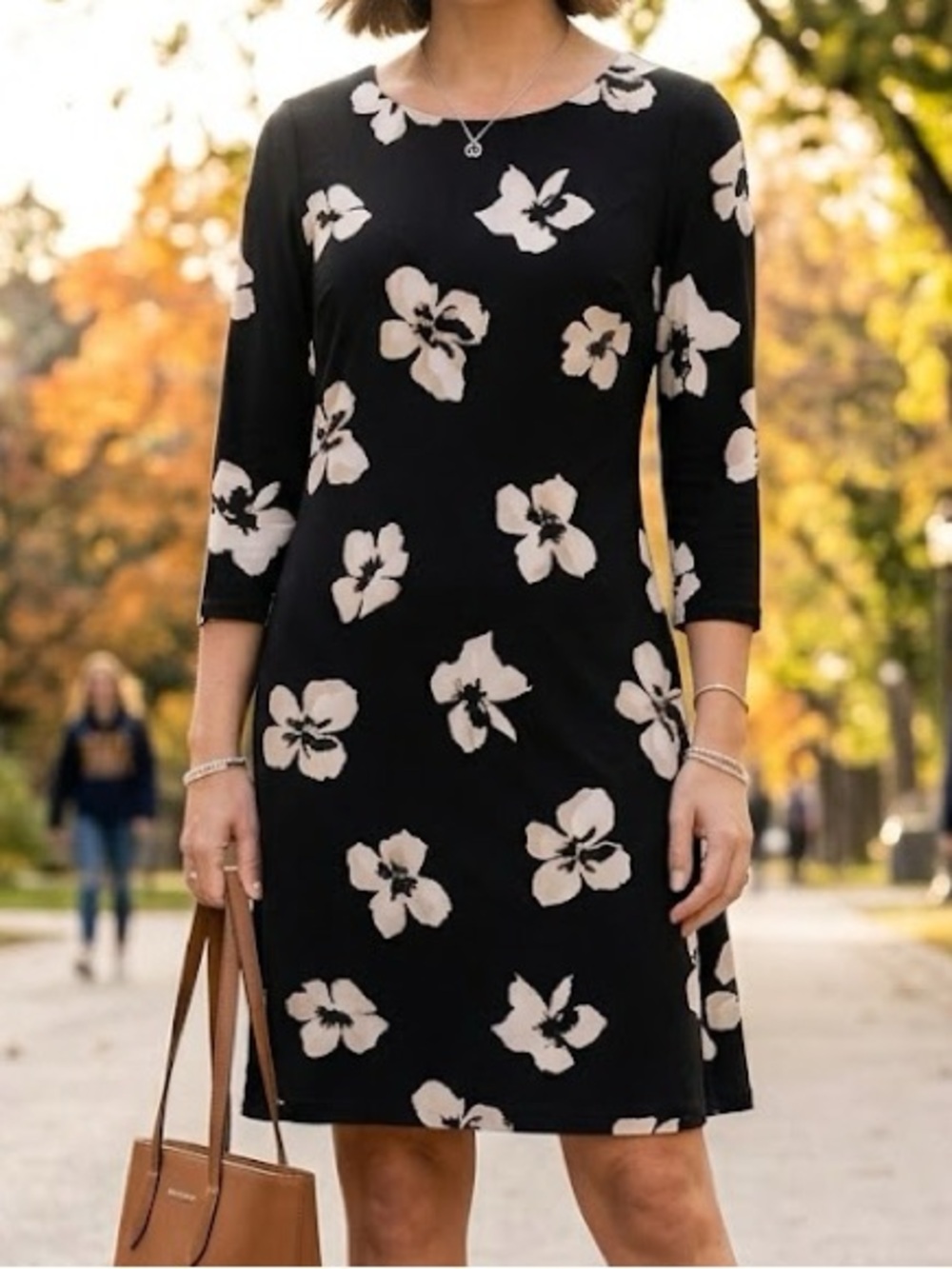 Tommy Hilfiger Black Large Floral Sheath Dress Size 6 Preppy Workwear